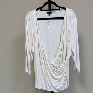 Talbots Cream Drape Blouse